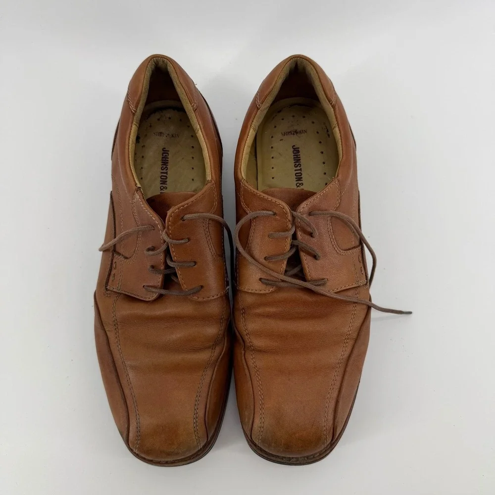 Johnston & Murphy Mens Brown Sheep‎ SkinLeather Oxford Dress Shoes Size 8 M